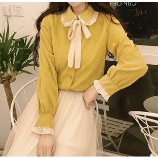 Peter Pan Collar Lace-up Blouse