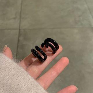 Layered Half Hoop Earring 1 Pair - Black - One Size