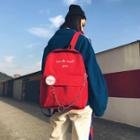 Chain Detail Lettering Canvas Backpack