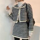 Houndstooth Cropped Jacket / Mini A-line Skirt