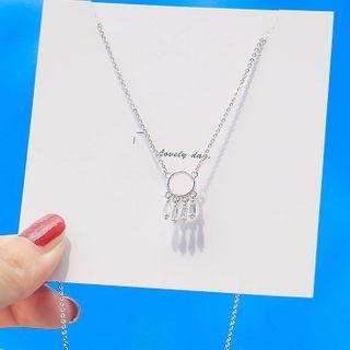 925 Sterling Silver Rhinestone Dream Catcher Pendant Necklace Silver - One Size