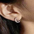 Moon & Star Rhinestone Earring 1 Pair - Silver - One Size