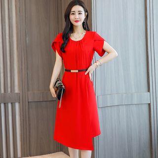 Short-sleeve A-line Chiffon Party Dress