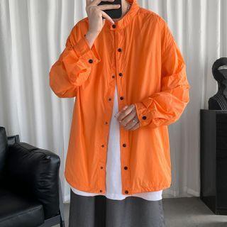 Long-sleeve Stand-collar Plain Light Jacket