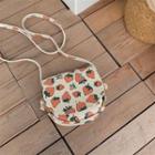 Faux Leather Strawberry Print Crossbody Bag As Shown In Figure - One Size