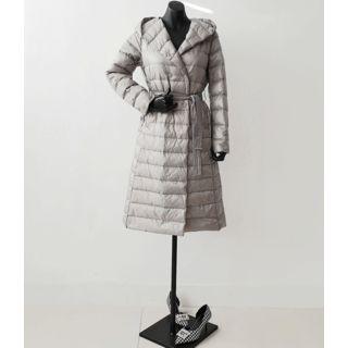 Double-breasted Hooded Duck Down Coat With Sash