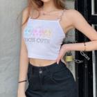 Cartoon Print Chain Cropped Camisole Top