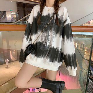 Cartoon Print Tie-dyed Pullover