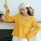 Long-sleeve Collared T-shirt Yellow - One Size