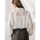 Plus Size Dot Pattern Chiffon Blouse