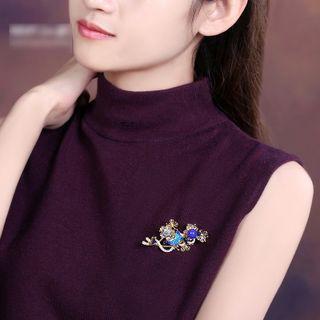 Faux Gemstone Alloy Brooch Blue - One Size