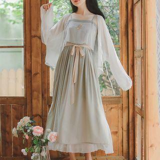 Hanfu Strappy Midi Dress / Light Jacket