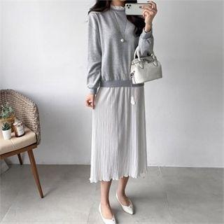 Inset Pleated Skirt Pullover