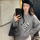Heart Print Sweater Gray - One Size