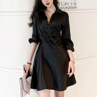 V-neck Chiffon Shirt Dress