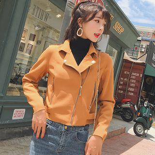 Cropped Zip Biker Jacket