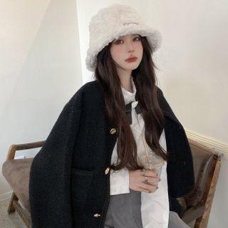 Plain Cardigan / Mock-neck Blouse