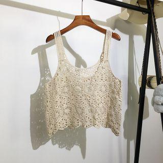 Sleeveless Crochet Knit Cropped Top