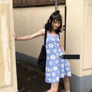 Spaghetti Strap Floral Knit Dress