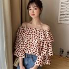 Off-shoulder Ruffle Printed Chiffon Top