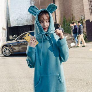 Ear-accent Midi Hoodie Dress