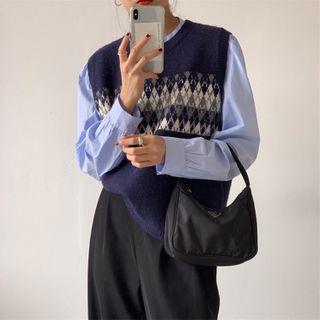 Round Neck Argyle Sweater Vest