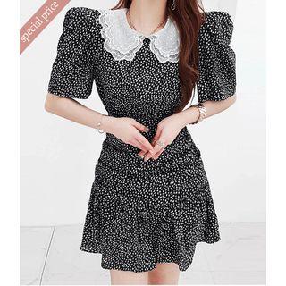 Lace-collar Heart Pattern Minidress