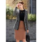 Pocket-detail Fringe-trim Tweed Jacket