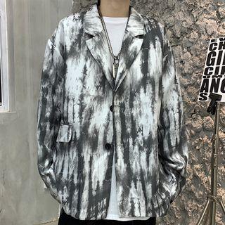 Long Sleeve V Neck Tie Dye Blazer