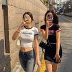 Letter Heart-patched Cropped T-shirt