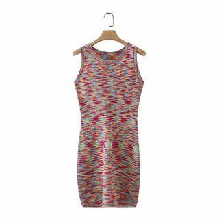 Knit Mini Bodycon Tank Dress Khaki - One Size