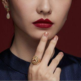 Retro Faux Pearl Alloy Open Ring Gold - One Size