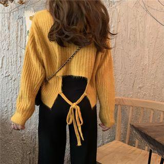 Tie-back V-neck Knit Sweater