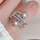 Star Rhinestone Alloy Open Ring 1pc - Silver - One Size
