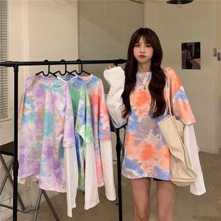 Long Sleeve Tie-dye Mock Two Piece Top
