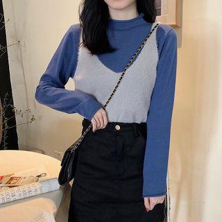 Mock Neck Knit Top / V-neck Camisole