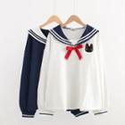 Sailor Collar Embroidered Pullover