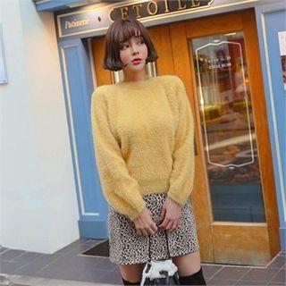 Raglan-sleeve Furry Sweater