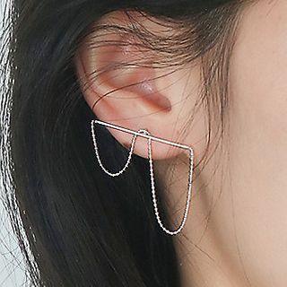Alloy Bar & Chain Earring 1 Piece - Earring Backs - Silver - One Size