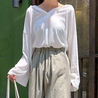 Open-placket Wide-sleeve Boxy Hoodie