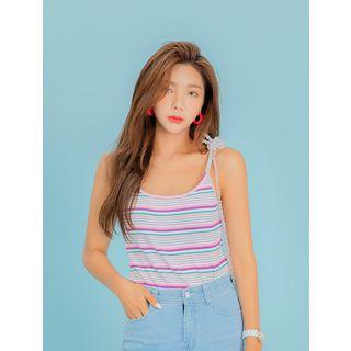 Plus Size Sleeveless Ribbed Multicolor-stripe Top