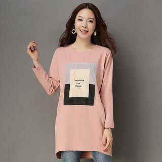 Long-sleeve Paneled Long T-shirt