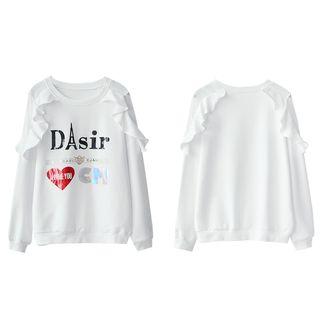 Letter Ruffle Long-sleeve Sweatshirt