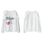 Letter Ruffle Long-sleeve Sweatshirt