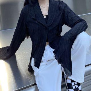 Striped Button Jacket Black - One Size