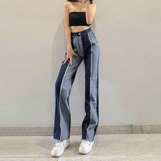 High Waist Colorblock Jeans