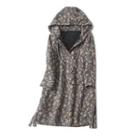 Long-sleeve Flower Print Hooded Shift Dress Flower - Gray - One Size