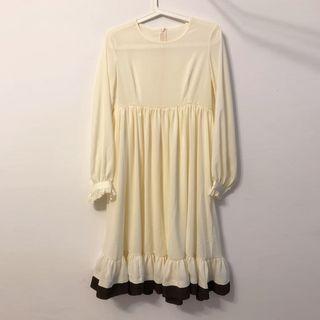 Frill Trim Sleeveless Dress / Long Sleeve Midi Dress