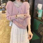Peter Pan Collar Cardigan / Button-up Mini Skirt