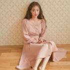 Single-breasted Long-sleeve Midi A-line Dress As Shown In Figure - One Size